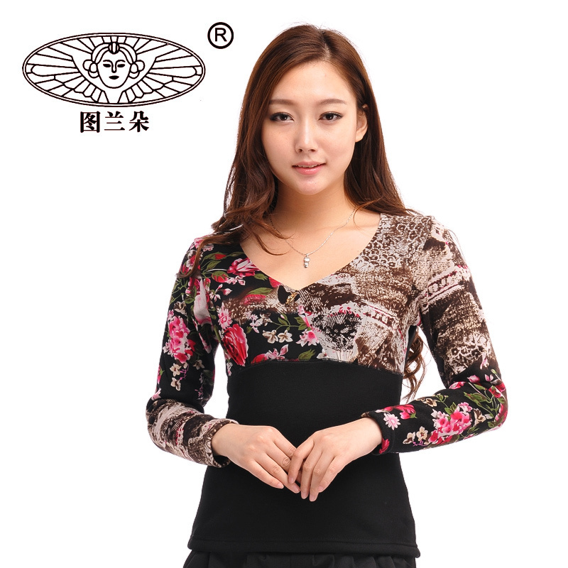 Plus velvet thickening women's thermal underwear thermal underwear set blooping rich series