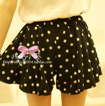 Polka dot shorts silks and satins shorts dot high waist trousers 1162