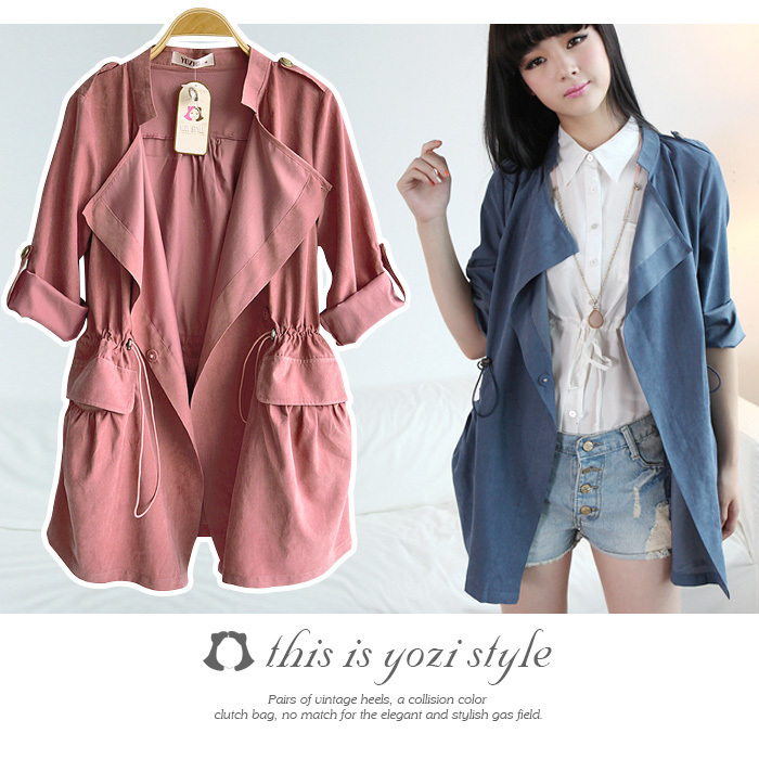 Pomeloes clothing 2012 autumn new arrival women's casual formal turn-down collar trench thin outerwear female zb136