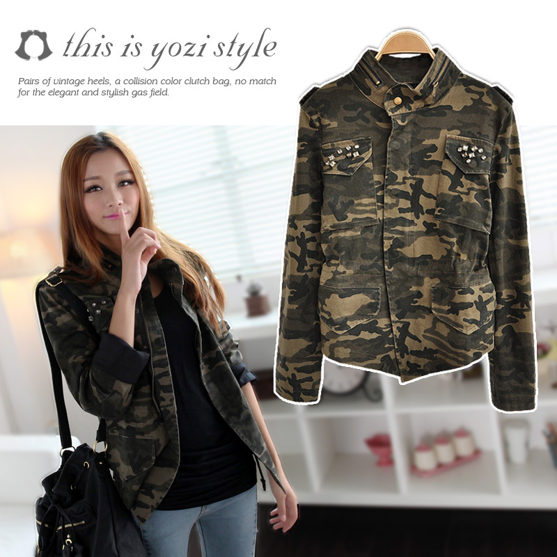 Pomeloes clothing 2012 winter fashion Camouflage military wind long-sleeve outerwear ac402 ,Free shipping