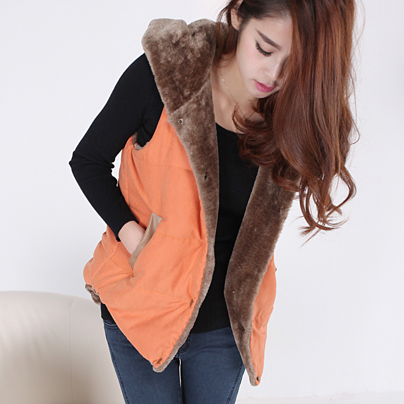 Pomeloes clothing 2012 winter new arrival fashion casual with a hood patchwork thickening cotton vest outerwear ac669