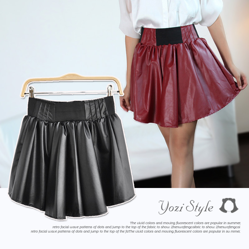 Pomeloes clothing 2012 winter new arrival winter fashion leather high waist pleated short skirt bust skirt dress boots n-623