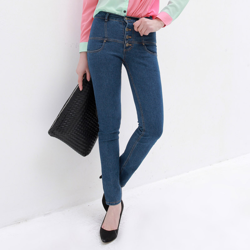 Pomeloes clothing spring high waist jeans skinny jeans women long trousers zb913