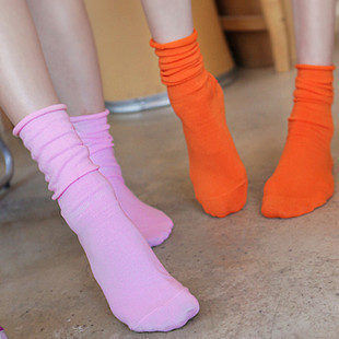 Pop candy multicolour vintage short knee-high female socks