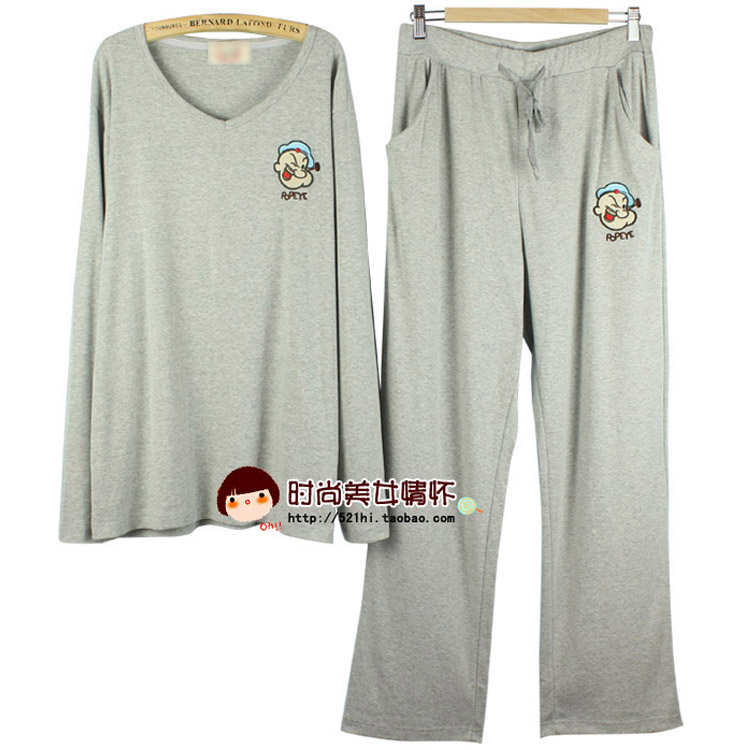 POPEYE sleepwear male 2012 V-neck long sleeve length pants plus size casual twinset lounge