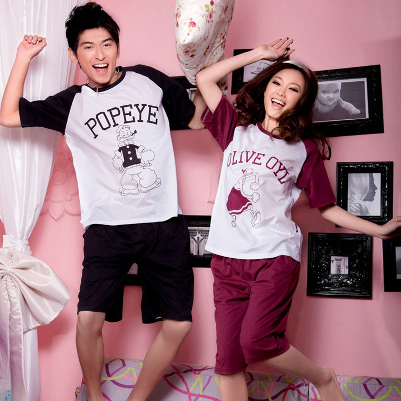 POPEYE sleepwear short-sleeve lovers sleepwear men and women sleepwear set lounge at home service