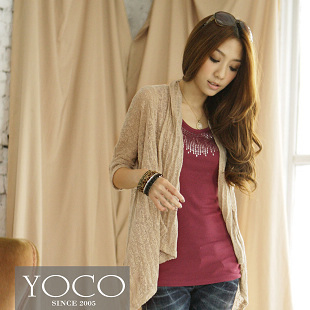 Popular autumn turn-down collar fifth sleeve cardigan 1020439