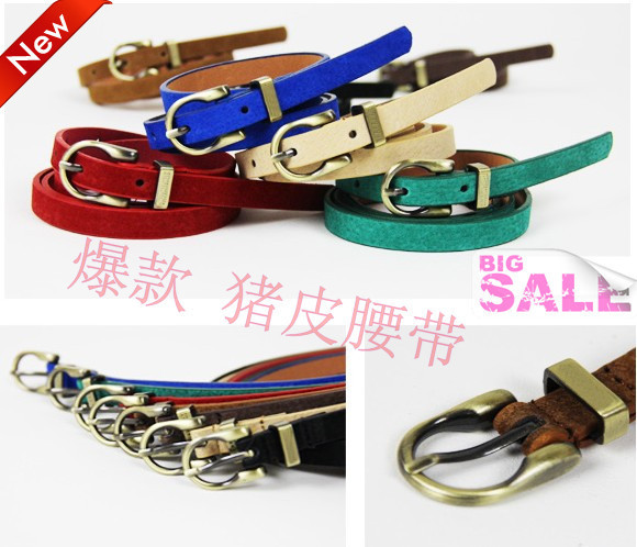 Popular genuine leather belt pigskin one-piece dress decoration belt