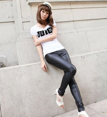 Popular global black faux leather legging faux leather pants lengthen edition ankle length trousers h1152 p15