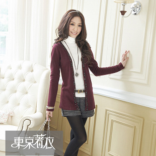 Popular new arrival gem wool knitted long outerwear 0020272