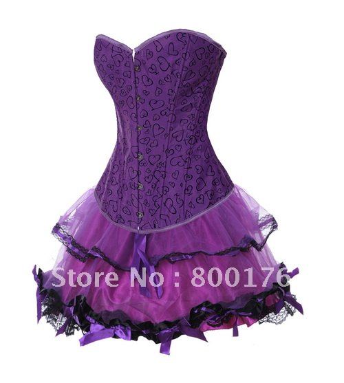 Popular PURPLE  Brocade Boned Lingerie Lace Up Steel  Sexy Bustier Corset  AME 2762 S-6XL