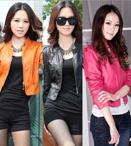 Popular Style Laddy Motorcycle biker Jacket Candy Colours Coat Women PU Leather Blazer Jacket h261