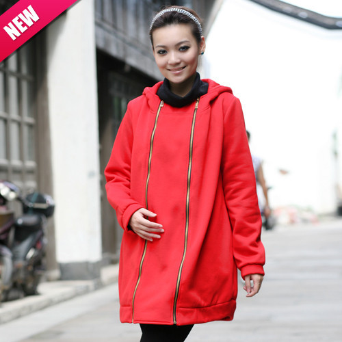 Pregnant women autumn spring and autumn adjustable size thickening sweatshirt coat a277