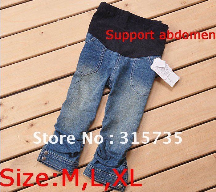 Pregnant women jeans, The design of the abdomen, Suitable for 1-10 months pregnant women, Can adjust tightness, Elastic fabrics