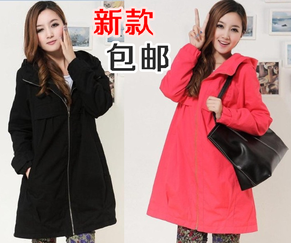 Pregnant women trench autumn and winter 100% cotton plus size fashion maternity coat trench top