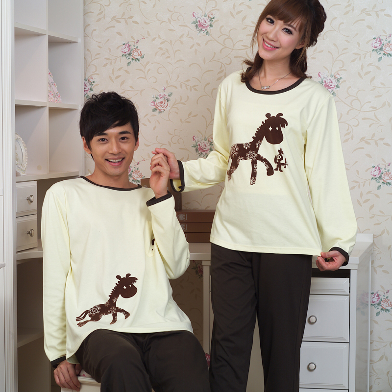 Princess 2011 spring and autumn cartoon pure little deer lovers sleepwear male women's knitted cotton long-sleeve lounge