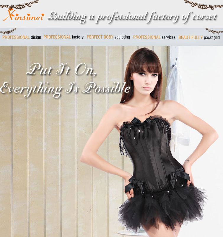 Princess black corset mini skirt  free shipping