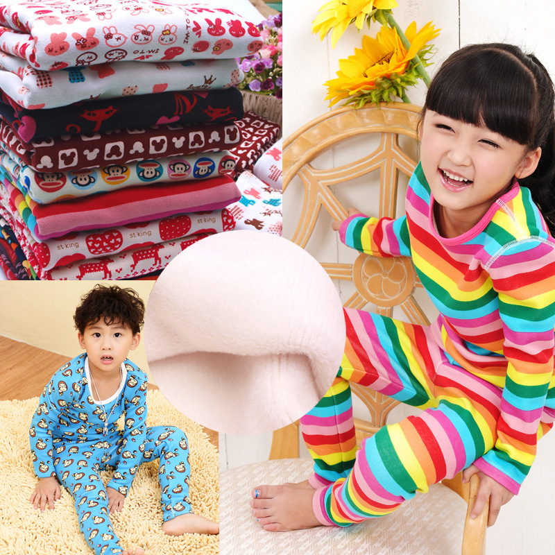 Princess children's clothing long-sleeve child sleepwear boys autumn and winter female child 100% cotton thermal plus velvet