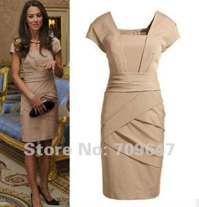 Princess Kate REISS Bandage style Quality Dress Meeting with Obama Beige/Black Colour available free shipping