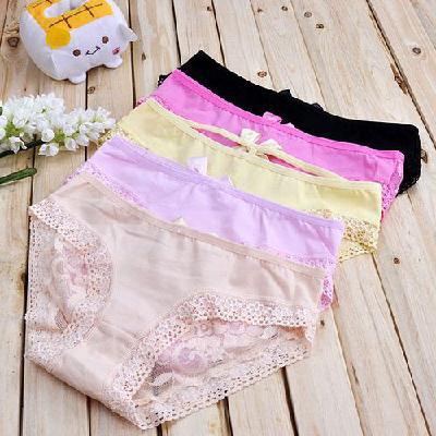 Princess lace Rhinestone bow deep V dew thigh sexy underwear briefs free shipping