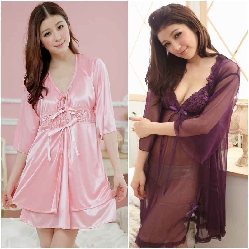 Princess sexy spring and summer viscose lace female sleepwear nightgown