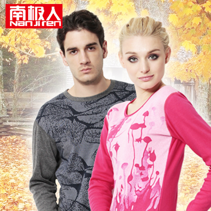 Print gold cashmere thermal underwear thickening plus velvet male thermal set