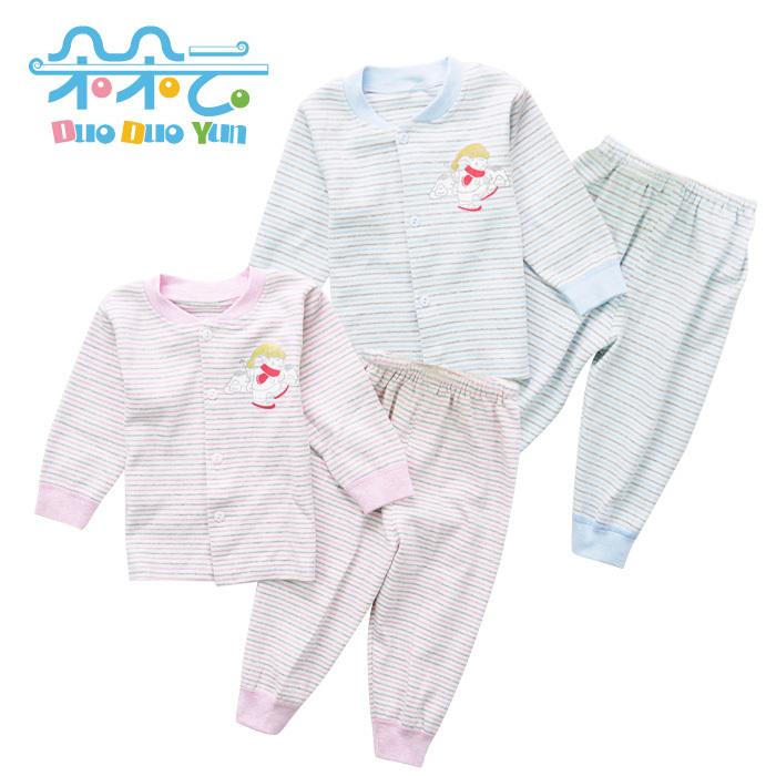 Print pattern rib knitting baby underwear set baby long johns set tt21021