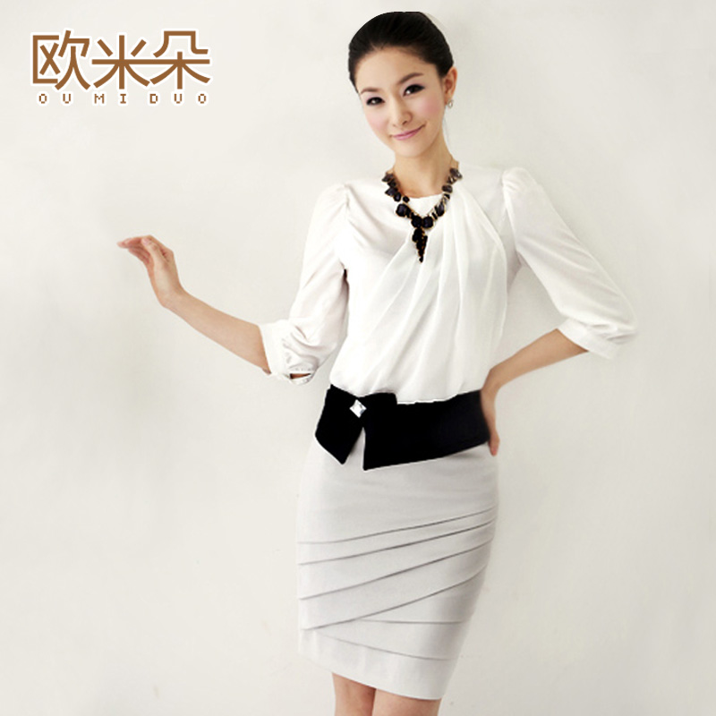 Professional 2013 work wear set women's fashion slim ol plus size chiffon one-piece dress