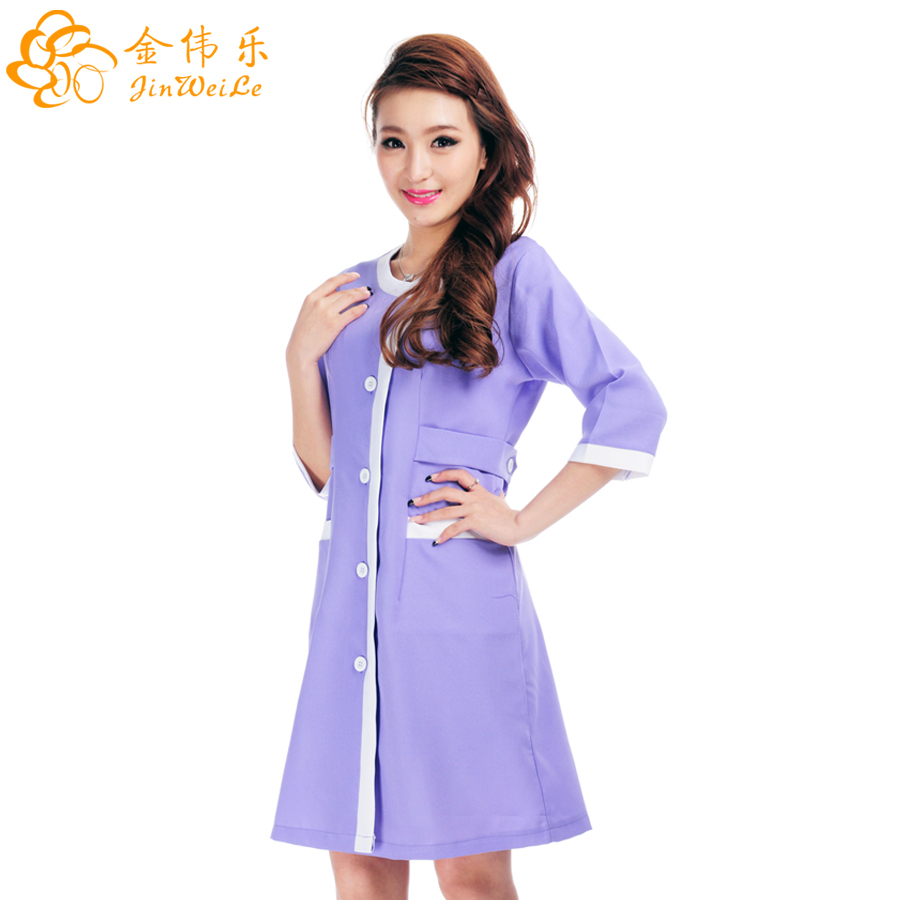 Professional customized hair and beauty summer short sleeve overall beautician workwear dress uniform