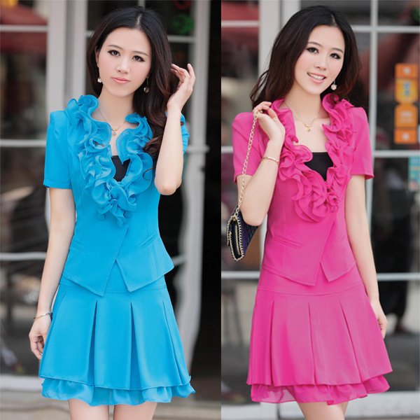 Professional set twinset one-piece dress 2012 summer short-sleeve dress slim women's