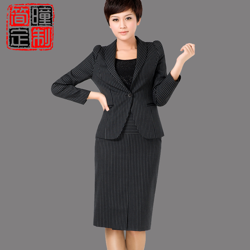 Professional women's fashion ol elegant slim suit high waist medium skirt puff sleeve skirt a191