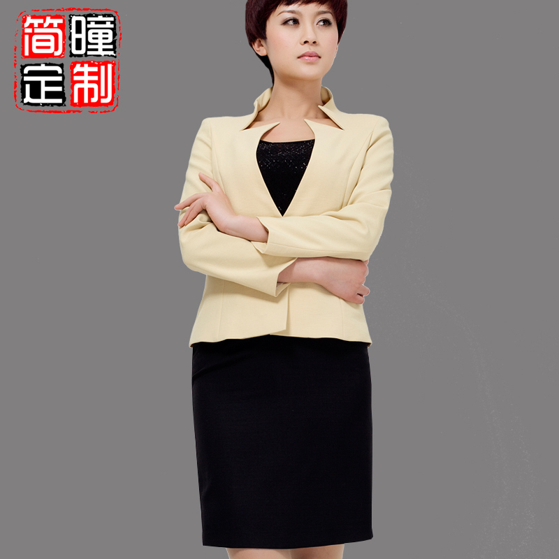 Professional women's o-mei fashion one button yellow suit slim hip pleated half-skirt skirt plus size a115