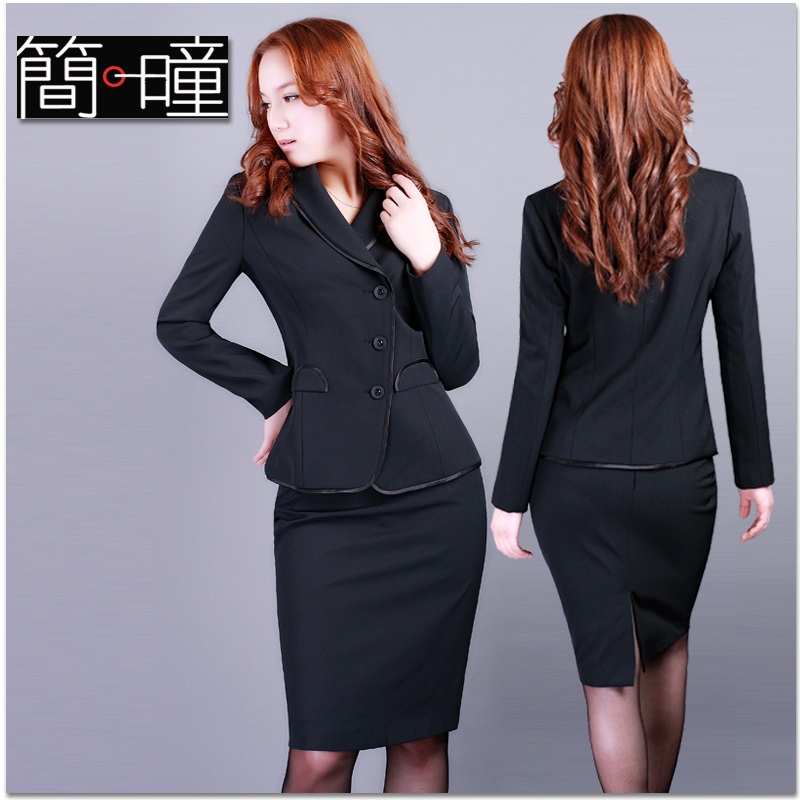 Professional women's skirt set fashion slim hip skirt elastic step top twinset a073 blazer