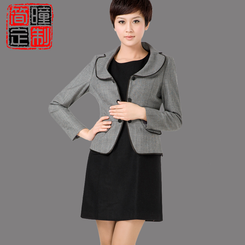 Professional women's woolen blazer black vest one-piece dress skirt a203