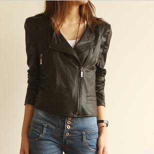 PROMATION 2012 New Arrival Women's PU Jacket Cool Fashion Faux Leather Zip-up PU Leather Jackets Free Sjipping M ,L ,XL EY-23