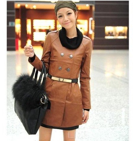 PROMATION ! Women's NEWEST PU Leather Jacket /Motorcycle Cool Jacket /Fashion Coat ,Good Quality S-XL Black Coffee ED-253