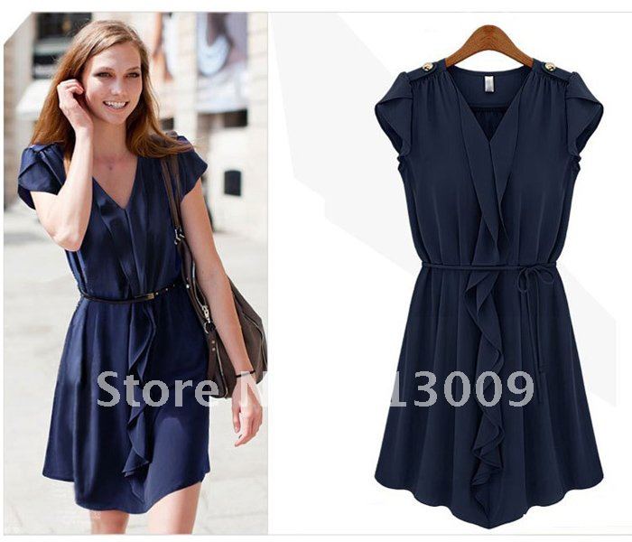 Promotion! Fashion first quality women's dress summer clothes chiffon 2 colors 460