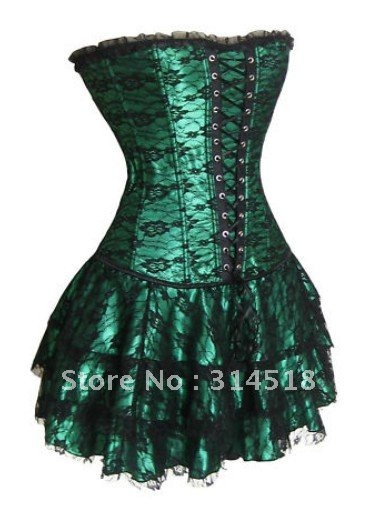 Promotion!! Free shipping!! green sexy gorgeous corset,fashion lace princess corset,sexy lingerie steel boned,shape wear