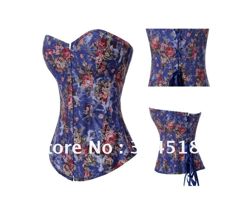 Promotion!! Free shipping!! hot sale style colourful print bra suit sexy corset, lingerie, push-up full-boned corset  (2767