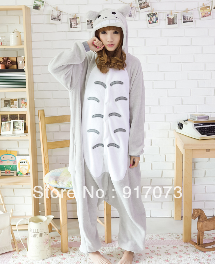 Promotion!!! Free shipping wholesale Kigurumi Pajamas zipper toilet Cosplay Costume Adult Garment  fleece stitch cartoon Totoro