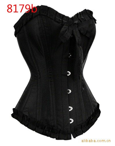 promotion Good quality sexy lingerie underwear  women's  back LACE UP Taffeta   Overbust  corsets  bustiers with T-back Shapers