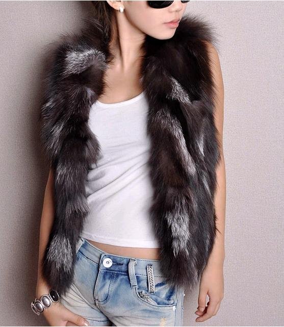 Promotion Ladies Fashion Genuine Fox Fur vest / Newest Style Womens Fur Waistcoat (SF-10)