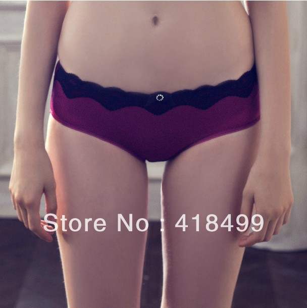 Promotion New Arrival Discount Plus Size Wine Red Polyester Lace Lady Women Panties Briefs Underwear