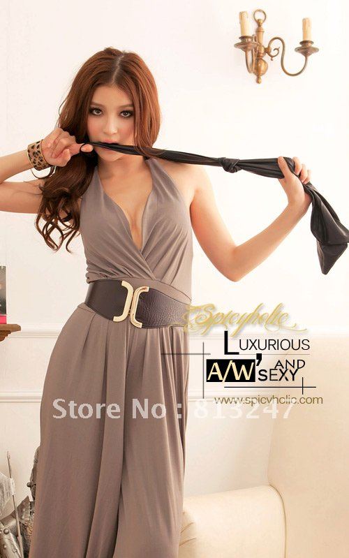 Promotion Newest women's elegent Jumpsuits sexy wide leg pants trousers brown with cheap price