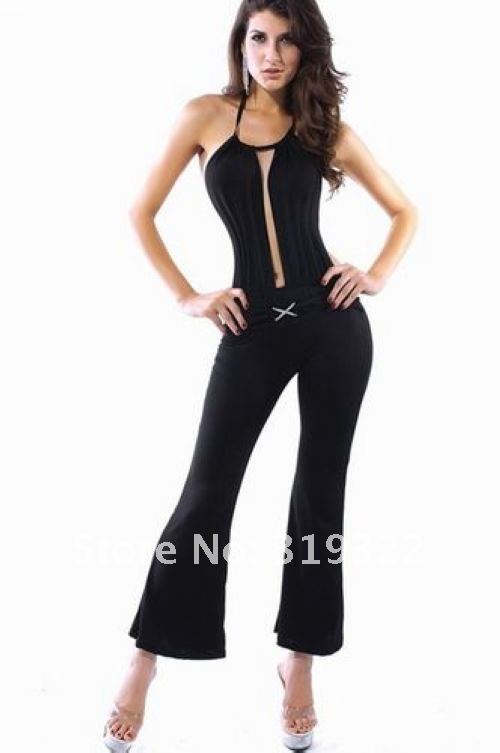 Promotions Black White Sexy Fashion Jumpsuits Halter Backless Capris Pants Jumpsuit Stage Wear More Discount