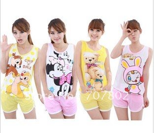 Promotions!! Hot Sale Fashion Cartoon Pajamas/Lady  Pajamas/women's pajamas/Lady's /Sleeping clothes Tshirt+pants