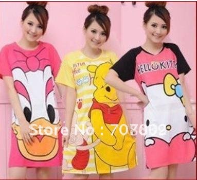 Promotions!! Hot Sale Fashion Cartoon Pajamas/Nightgowns/ cotton Pajamas/women's pajamas/Lady's Sleeping Dress/Sleeping clothes