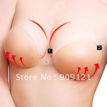 Promption ! 100% Quality Soft Silicone Strapless Silicone Invisibe Nubra Nude Bra Self Adhesive Bra Reusable