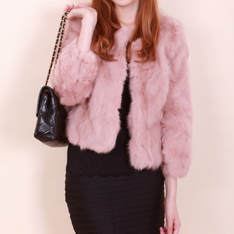 Psathyrostachys plush rabbit fur patchwork short design fur coat basic