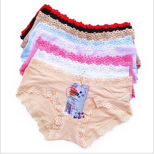 pt005 2013 fashion sexy L 10 colors hot sell modal lace edge low waist cotton women ladies panties brief pants underwear kawaii